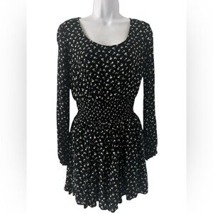 Kimchi Blue Black and Cream Floral Long Sleeve Dress mini. Sz./S